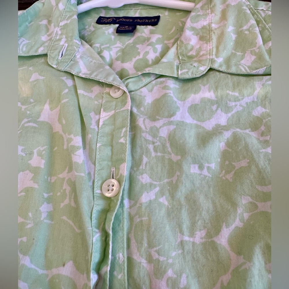 Brooks Brothers Light Green and White Shirt